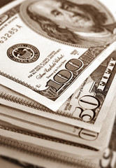Close up of US dollars
