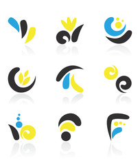 design elements - black, yellow, blue
