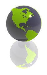 green reflection america globe