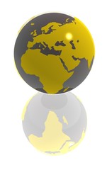yellow africa/europe reflection globe
