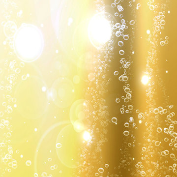 champagne bubbles on a golden or yellow background