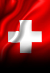 Swiss flag waving in the wind