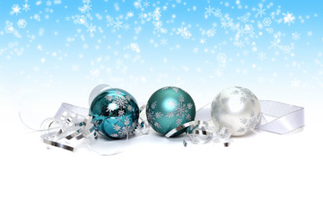 Christmas ornaments on white background