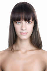 Fototapeta premium Beautiful woman portrait isolated on white background