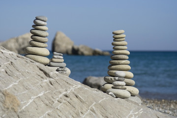 Stone piles at the stony beach