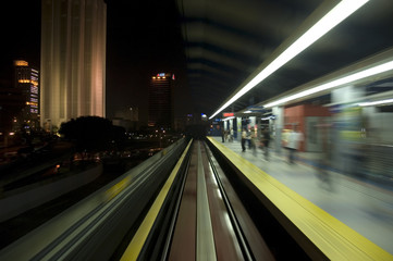 night traffic with blur humans