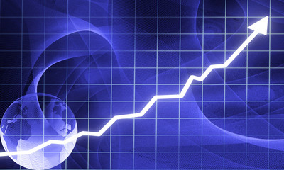 arrow graph going up on a dark background