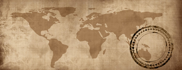 Old paper map of the world