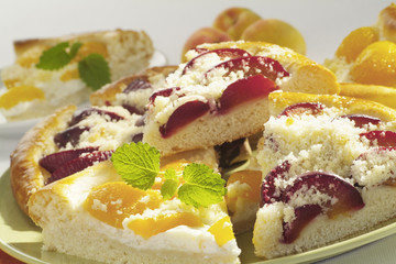 Plum and peach cake