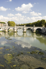 Italy Older bridge and Rome river Tibere