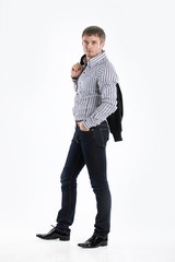 Fototapeta premium Young Man In A Striped Shirt