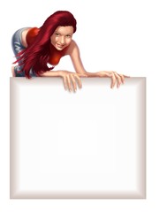ragazza con cartello grande