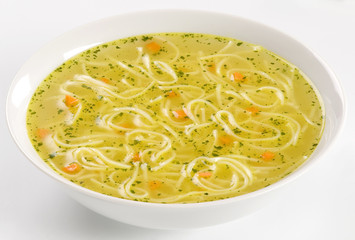 Chicken stock with noodles