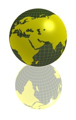 green-yellow africa,europe,asia globe