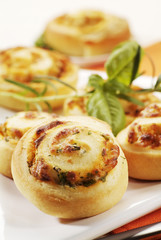 Pastry rolls with herb filling