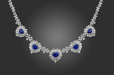 blue sapphire necklace - obrazy, fototapety, plakaty