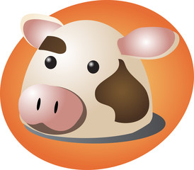Cute cartoon illustration of a cow head