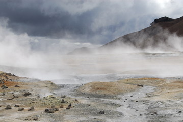Field of mud geysers