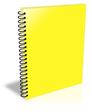 Blank yellow spiral notebook closed but empty ebook cover