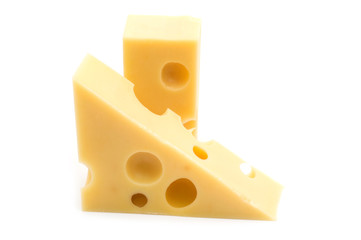 slice cheese on white background