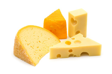 cheese assortment on white background