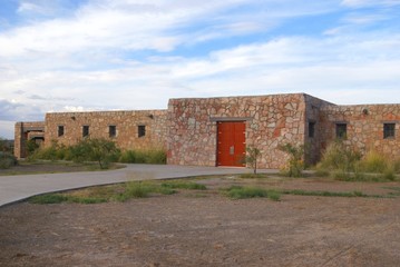 Fototapeta na wymiar Stone building at the Bottomless Lakes State Park in Southeast New Mexico