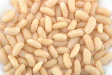 Plato de judias blancas visto cenitalmente