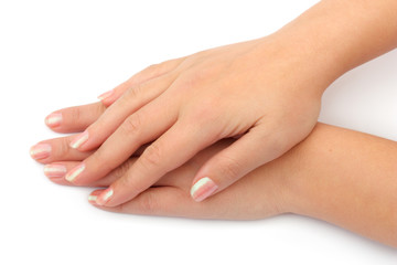 Woman hands isolated on white background