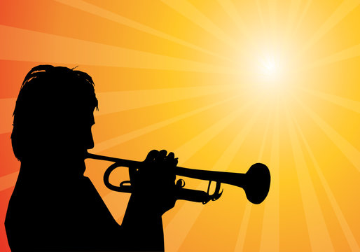 trumpet player, vector illustration