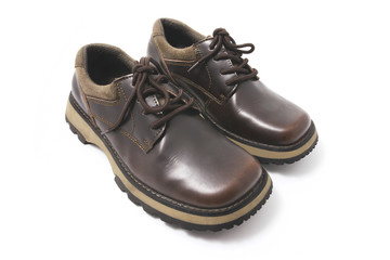 Pair of Men's Shoes on White Background