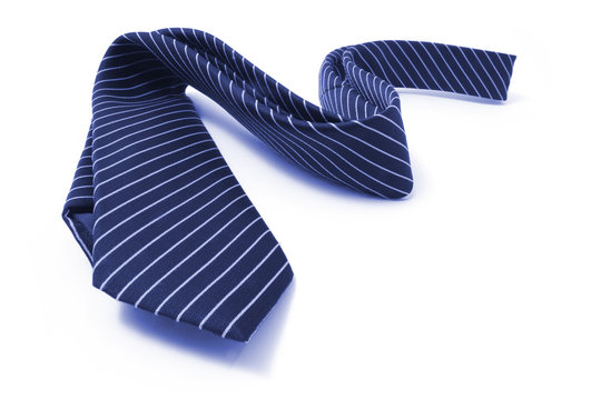 Pinstriped Necktie on Isolated White Background