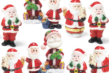 Santa Figures on Seamless Background