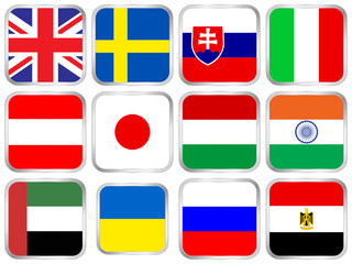 national flags square icon set 5