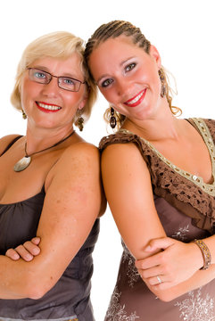 Attractive happy mother and daughter