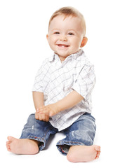 Smiling country baby-boy. Isolated