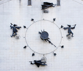 Mechanism of clock on the wall of house