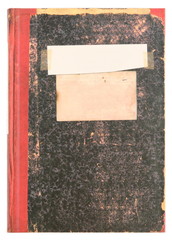 Old book or vintage diary with empty label - grainy surface