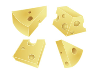cheese pieces illustration isolated on white background