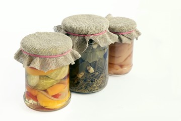 various preserved vegetable for salad
