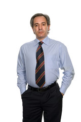 mature business man portrait in white background