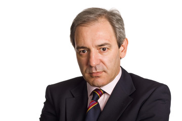 mature business man portrait in white background