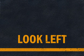 Asphalt yellow look left marking