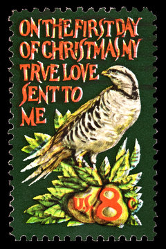 Partridge in a Pear Tree Christmas Stamp