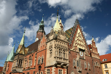 Naklejka premium City hall in Wroclaw, Poland, landmark, old