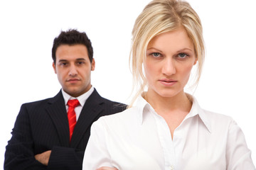 business teamwork concept with businesswoman and businessman