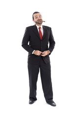 Happy Success Man Smoking a cigar .