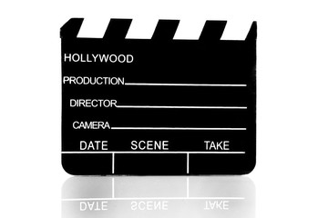 Obraz premium movie clapboard used by movie directors over white background