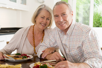 Elderly Couple Enjoying meal,mealtime Together