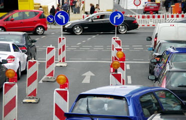 Circulation routière, Berlin, Allemagne. Trafic jam.