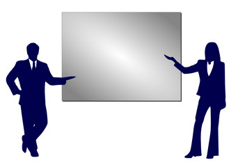 Obraz premium Ludzie i tablica